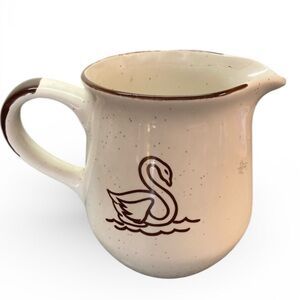 Vintage Schwans Ice Cream Speckled Stoneware Pitcher with Swan Design